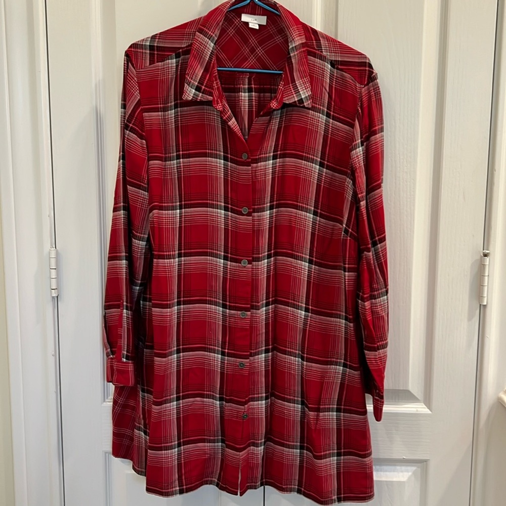 J JILL plaid flannel blouse